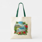 Tropische bloemen Hawaii Beach Mountains Travel Ar Tote Bag (Achterkant)