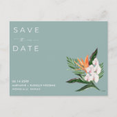 Tropische Bloemen Hawaii Bruiloft Save the Date Aankondigingskaart (Voorkant)