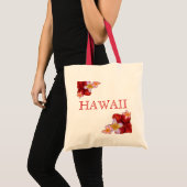 Tropische bloemen Hawaii herbruikbare zak Tote Bag (Voorkant (product))