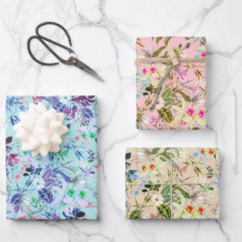 Tropische bloemen Hawaiiaanse bloemenpatroon Inpakpapier Vel