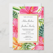 Tropische bloemen Hibiscus bestemming bruiloft Kaart (Voorkant)