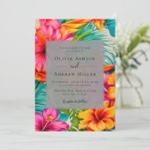 Tropische Bloemen Hibiscus Bestemming Strand Bruil Kaart (Staand voorkant)