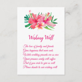 Tropische Bloemen Hibiscus Bruiloft Wishing Well Informatiekaartje