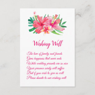Tropische Bloemen Hibiscus Bruiloft Wishing Well Informatiekaartje