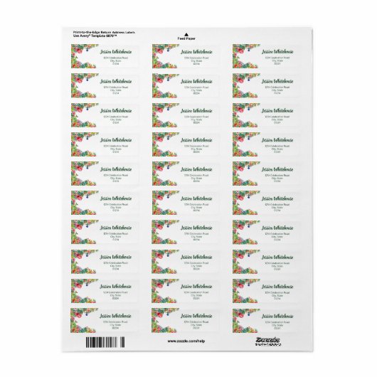 Tropische Bloemen Hibiscus Hawaïaans Adreslabel Etiket (Full Sheet)