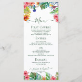 Tropische Bloemen Hibiscus Hawaïaans Bruiloft Menu (Voorkant)