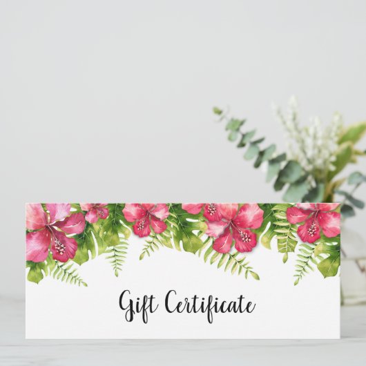 Tropische bloemen Hibiscus verlaat cadeaubon Kaart (Staand voorkant)