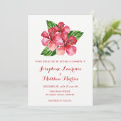 Tropische Bloemen Hibiscus Waterverf Bruiloft Kaart (Staand voorkant)