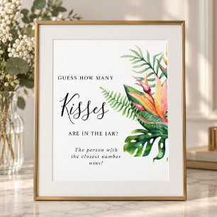 Tropische Bloemen Hoeveel Kusjes Bord Poster