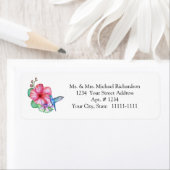 Tropische bloemen Hummingbird Return Address Label (Insitu)