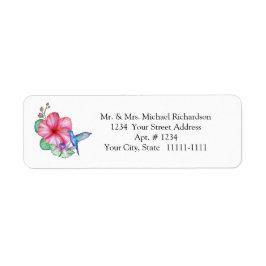 Tropische bloemen Hummingbird Return Address Label