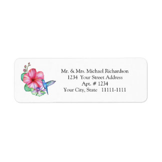 Tropische bloemen Hummingbird Return Address Label