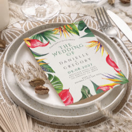 Tropische Bloemen Huwelijksuitnodiging met vet geb Kaart