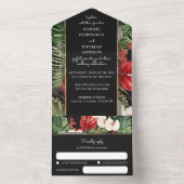 Tropische bloemen in één bruiloft all in one uitnodiging (Binnen)