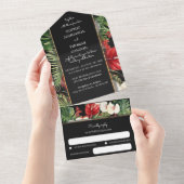 Tropische bloemen in één bruiloft all in one uitnodiging (Afscheurbaar)