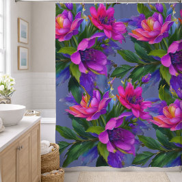 Tropische Bloemen in Felle Kleuren Schilderen Douchegordijn