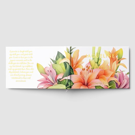 Tropische bloemen inscriptie bestemming bruiloft gastenboek (Volledig)