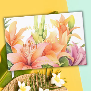 Tropische bloemen inscriptie bestemming bruiloft gastenboek