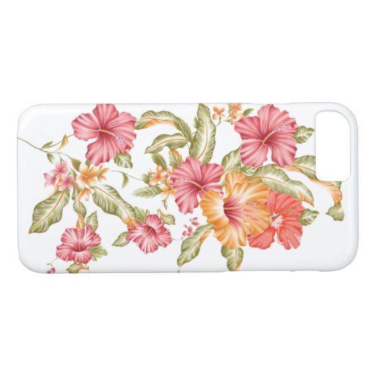 Tropische bloemen iPhone 7 Hoesje (Achterkant (Horizontaal))