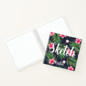 Tropische bloemen Jouw naam Sketchbook Notitieboek (Binnen)