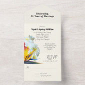 Tropische bloemen Jubileum Vow Renewal All In One Uitnodiging (Binnen)