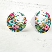 Tropische bloemen keramische knop