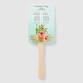 Tropische Bloemen Kokos Ananas Bruiloft Partij Handwaaier (Achterkant)