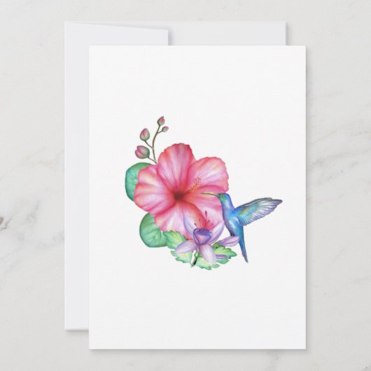 Tropische Bloemen Kolibrie Bruidsdouche Kaart (Achterkant)