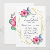 Tropische Bloemen Kolibrie Bruidsdouche Kaart (Voorkant / Achterkant)