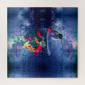 Tropische bloemen, kolibrie gepersonaliseerd legpuzzel (Horizontaal)