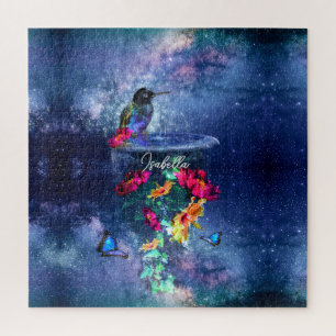Tropische bloemen, kolibrie gepersonaliseerd legpuzzel