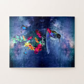 Tropische bloemen, kolibrie, vlinder en sterren legpuzzel (Horizontaal)