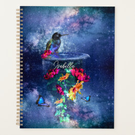 Tropische bloemen, kolibrie, vlinder en sterren planner