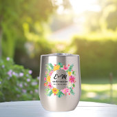 Tropische bloemen krans bruiloft monogram