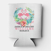 Tropische bloemen krans & flamingo's blikjeskoeler (Voorkant)