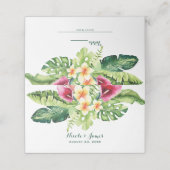 Tropische bloemen laat bloemenchique bruiloft acht plaatskaartje (Buitenkant ongevouwen)