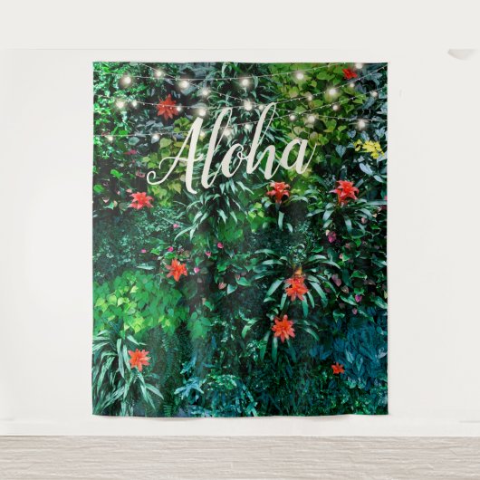 Tropische bloemen lampjes Aloha Party Backdrop Wandkleed (Voorkant)