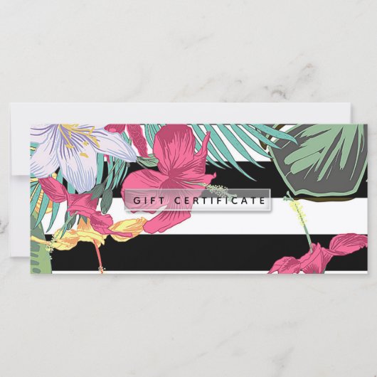 Tropische bloemen laten cadeaubon achter (Voorkant)