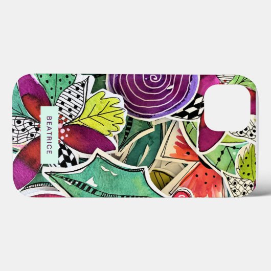 Tropische bloemen laten een Girly-overdruk Case-Mate iPhone Case (Achterkant (horizontaal))