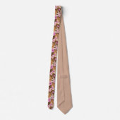 Tropische bloemen laten roze tan beige Brown Stropdas (Achterkant)