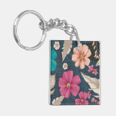 Tropische Bloemen Levendige Bloemen En Elegante Bl Sleutelhanger (Voorkant Links)