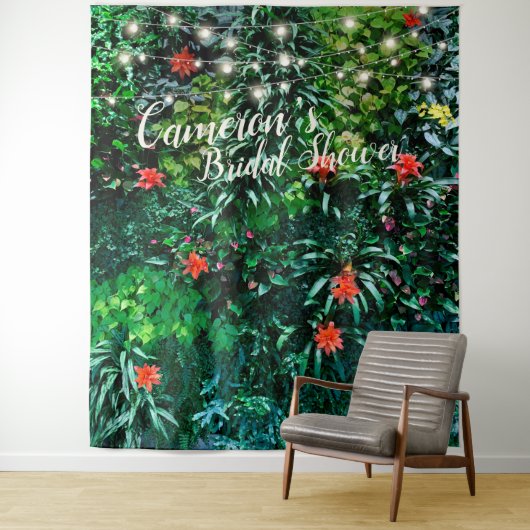 Tropische Bloemen Licht Bruidsfeest Achtergrond Wandkleed (In situ)