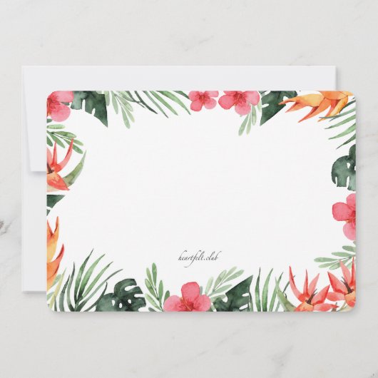 Tropische bloemen Luau uitnodiging (Achterkant)