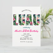 Tropische Bloemen LUAU Verjaardagsfeest Uitnodigin Kaart (Staand voorkant)