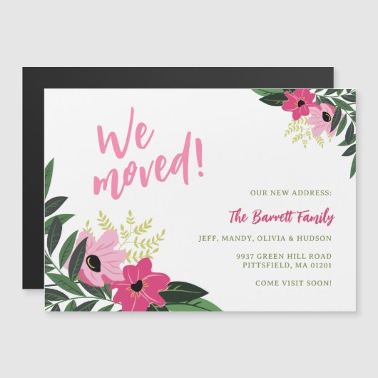 Tropische Bloemen Magnetische Bewegende Aankondigi (Voorkant / Achterkant)