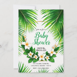 Tropische Bloemen Met Palmbladeren Baby shower Kaart