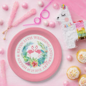 Tropische bloemen met roze flamingos papieren bordje (Feest)