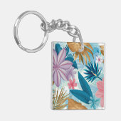 Tropische bloemen met weelderige bladeren en exoti sleutelhanger (Voorkant Links)