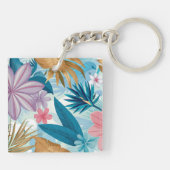 Tropische bloemen met weelderige bladeren en exoti sleutelhanger (Achterkant)