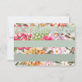 Tropische Bloemen Mint Stripes RSVP Kaart (Achterkant)
